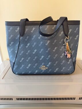 Coach Blue Horse and Carriage tote with horse charms